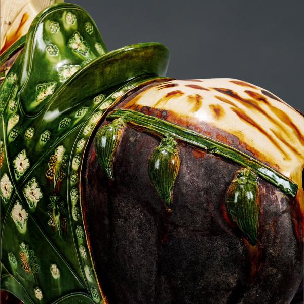 Jade Lotus Pendant Carved Tangsancai Tri-Color